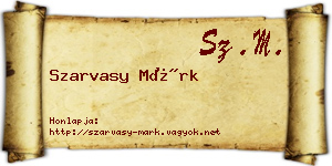 Szarvasy Márk névjegykártya